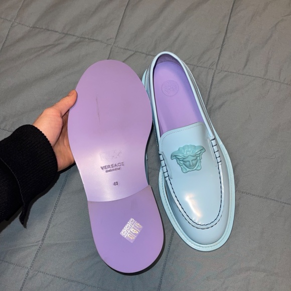 VERSACE | Driving Shoes Loafers Plain Leather U Tips Logo - Picture 3 of 3